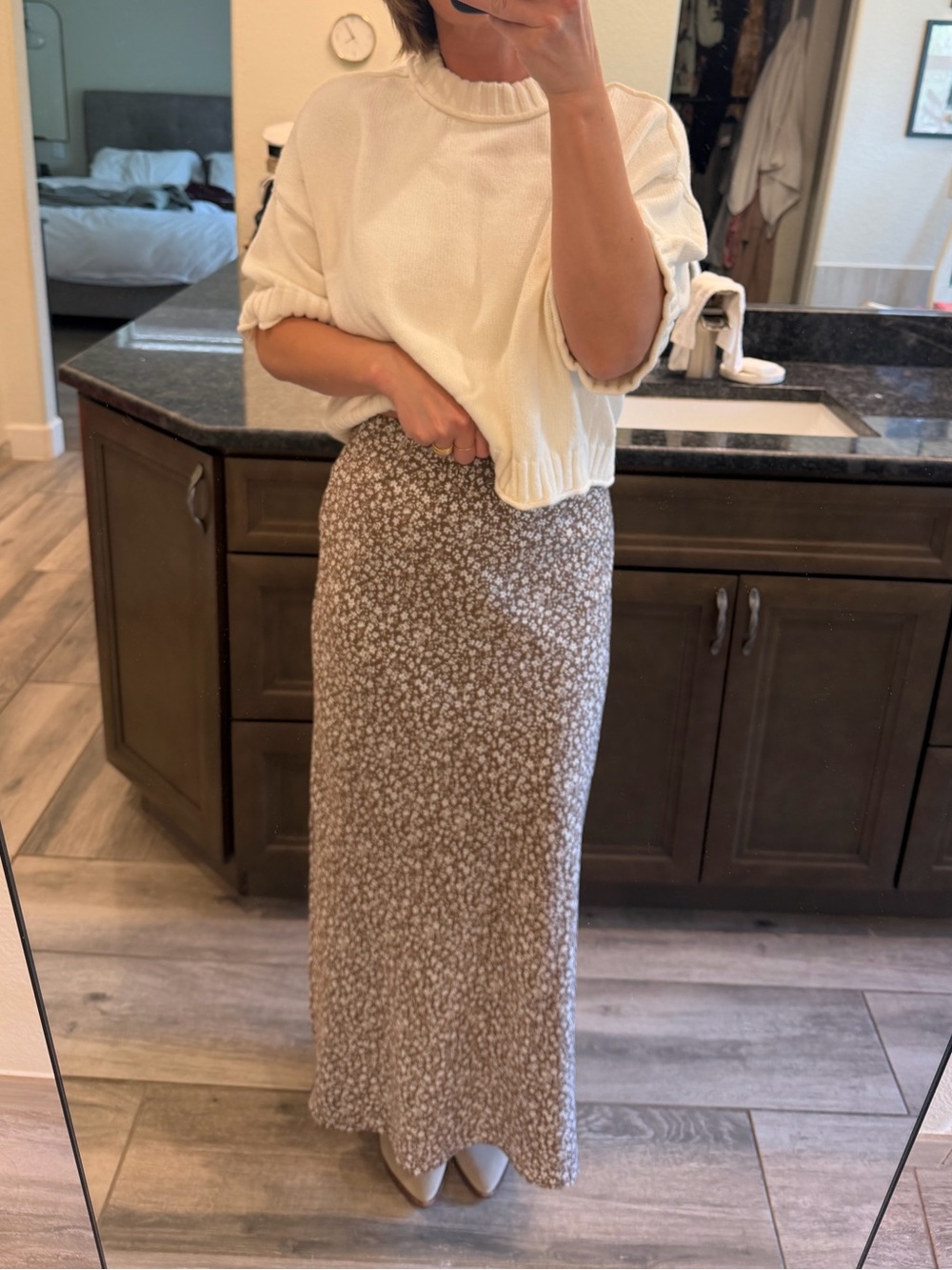 Altar’d state 
Brown Floral Maxi Skirt - Casual Everyday Style